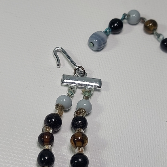 Vintage Double Strand Agate stone Obsidian Quartz - Picture 7 of 9